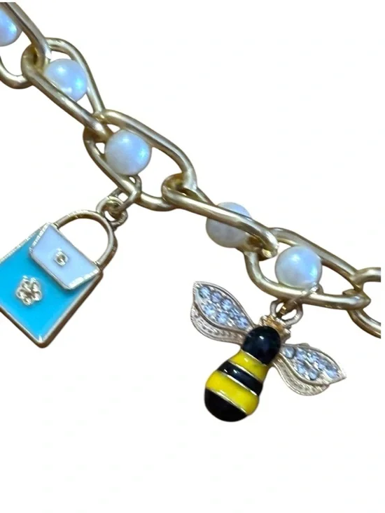 Made by YOLO Gold-Tone Handbag Charm Set of 3 w/ Cherry, Purses & Bee Charms - Picture 6 of 9